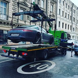 car on towing truck