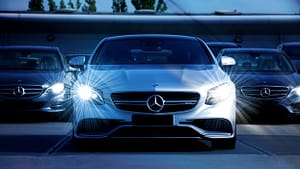 car with headlight on