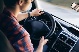 woman driving car 