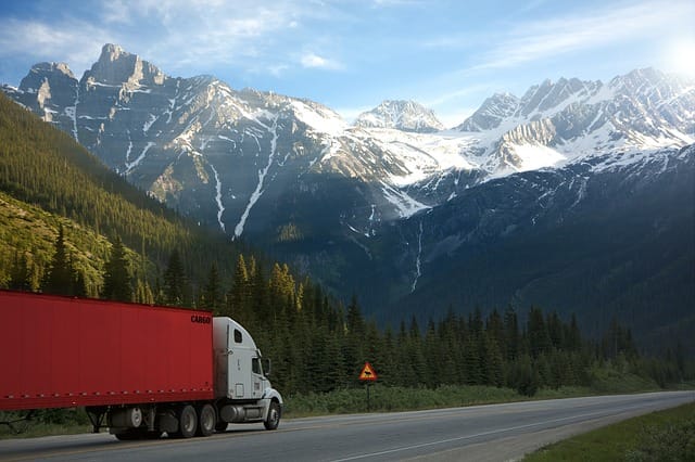 shipping truck on road